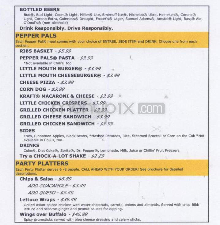 Chili's Grill & Bar - Salem, NH menu_pic