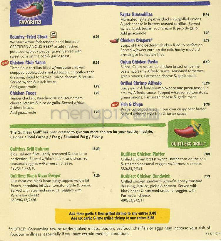 Chili's Grill & Bar - Nashua, NH menu_pic