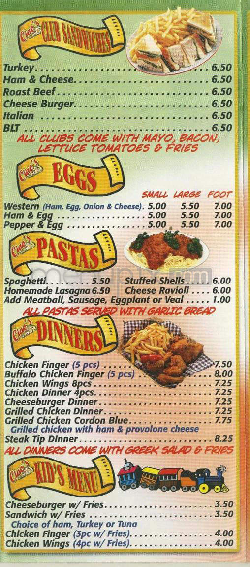 Ciao's Pizza & Subs - Nashua, NH menu_pic