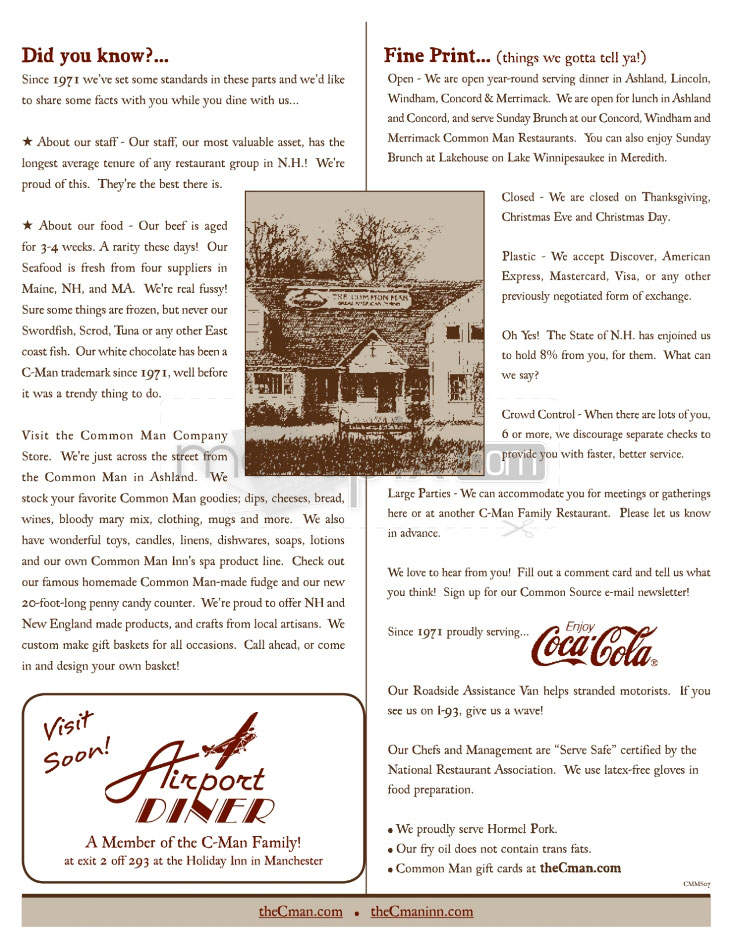 The Common Man - Merrimack, NH menu_pic