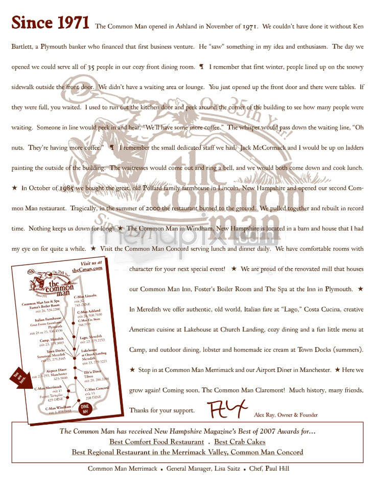 The Common Man - Merrimack, NH menu_pic