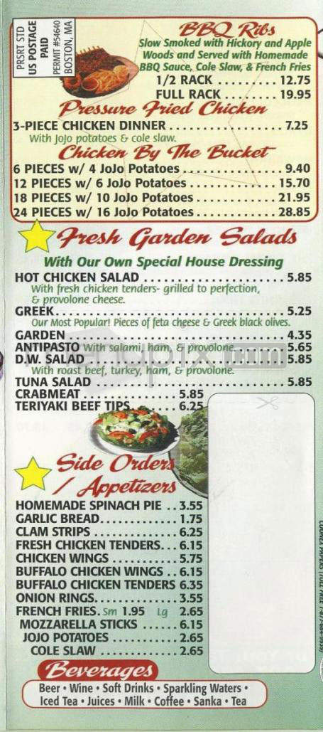 DW Pizzaria and Family Restaurant - Merrimack, NH menu_pic