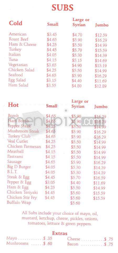 Dannelly's Pizza & Subs - Nashua, NH menu_pic