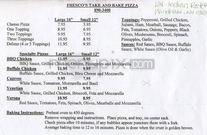 Fresco's Take & Bake - Windham, NH menu_pic
