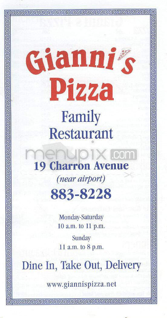 Gianni's Pizza - Nashua, NH menu_pic