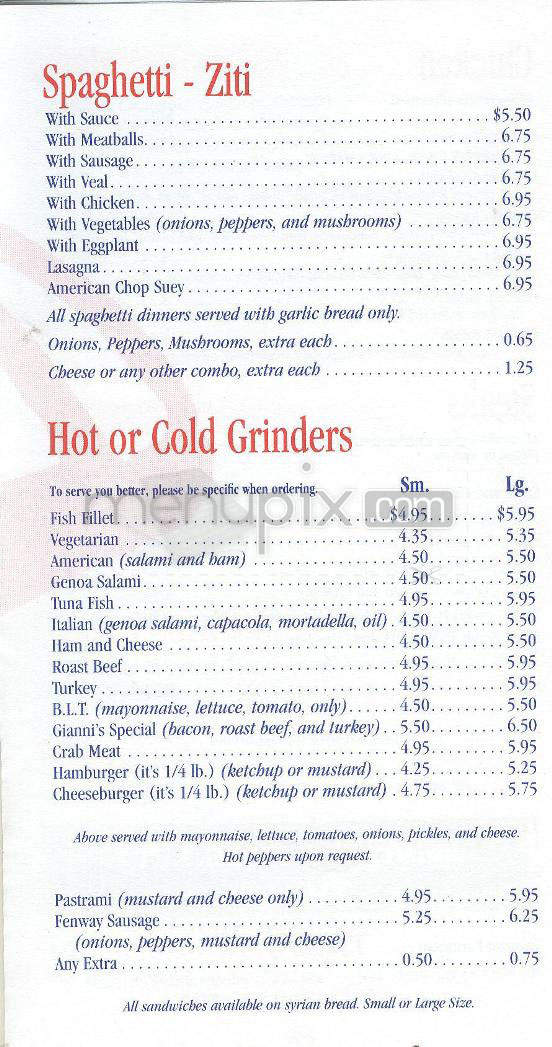 Gianni's Pizza - Nashua, NH menu_pic