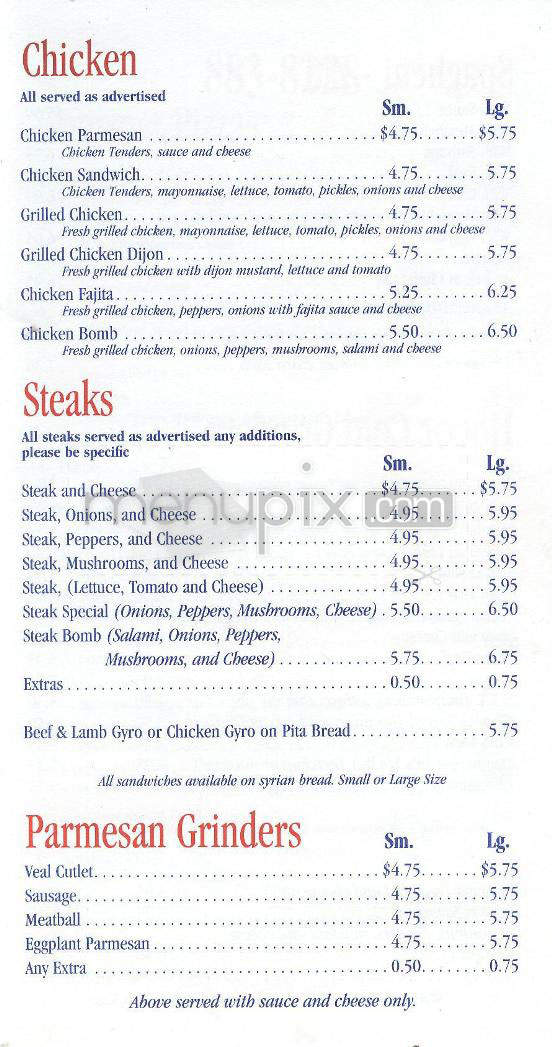 Gianni's Pizza - Nashua, NH menu_pic