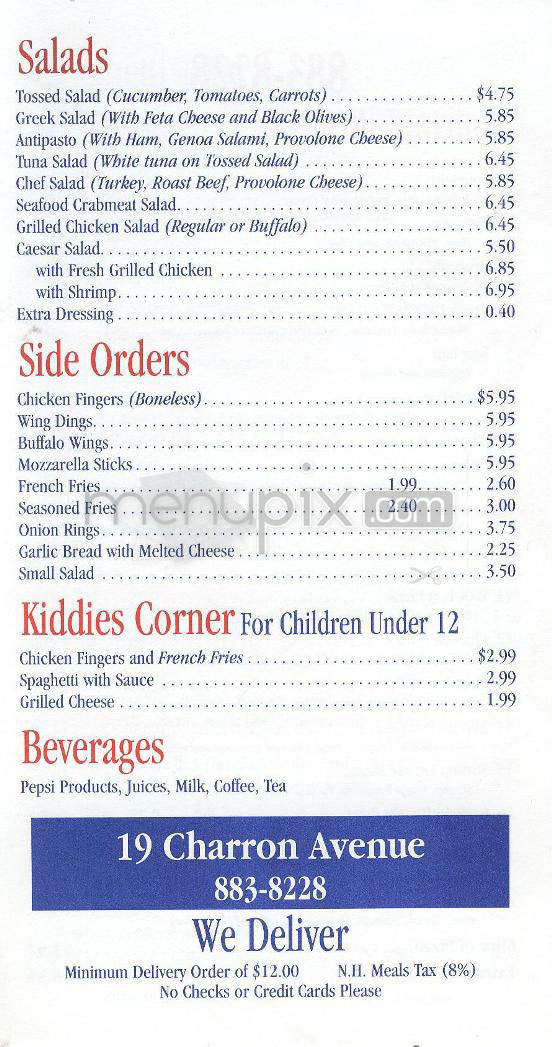Gianni's Pizza - Nashua, NH menu_pic