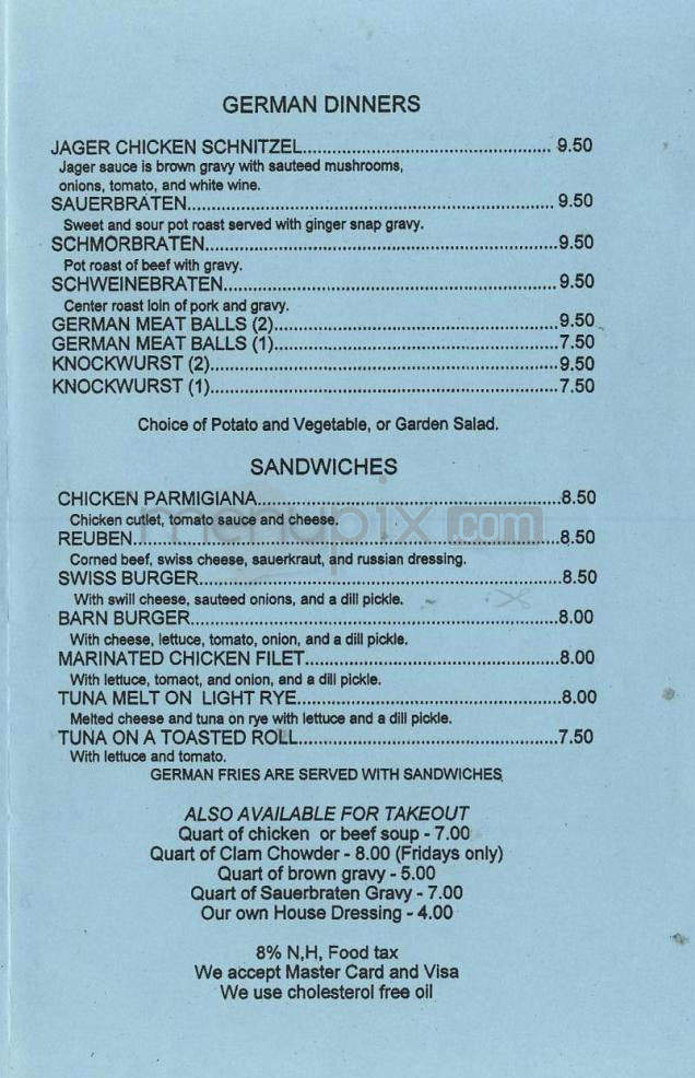 Green Barn German & American - Salem, NH menu_pic