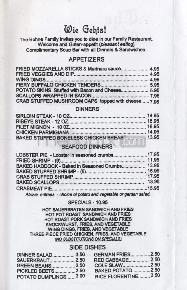 Green Barn German & American - Salem, NH menu_pic