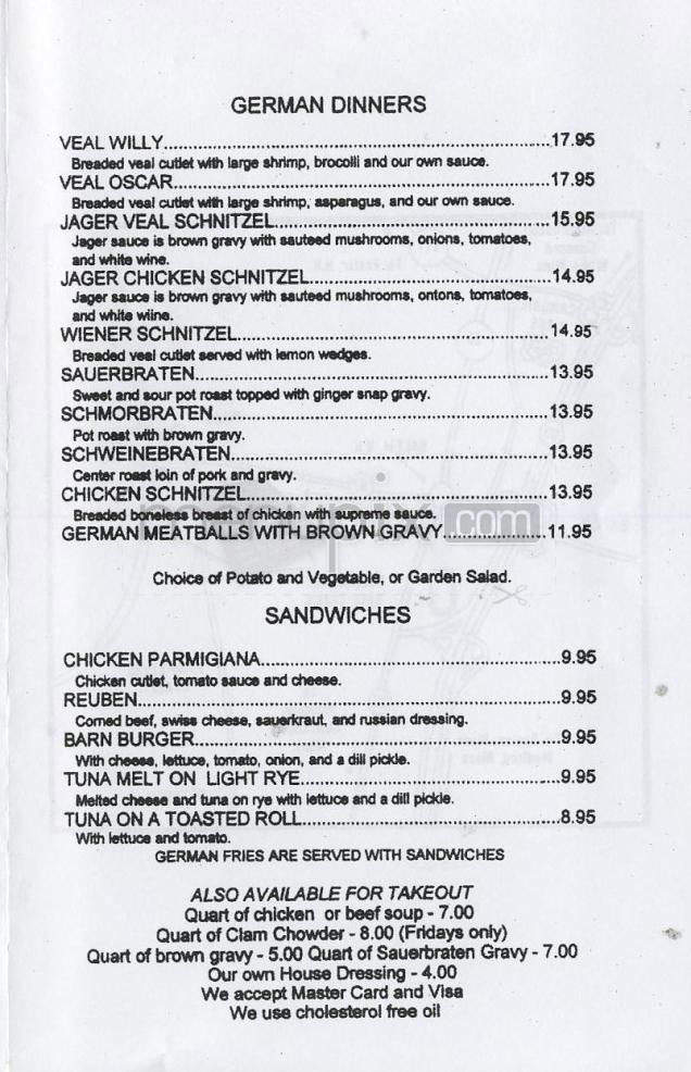 Green Barn German & American - Salem, NH menu_pic