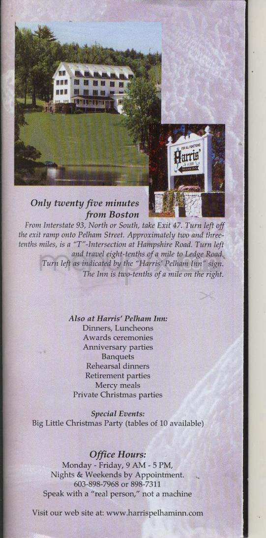 Harris' Pelham Inn - Pelham, NH menu_pic