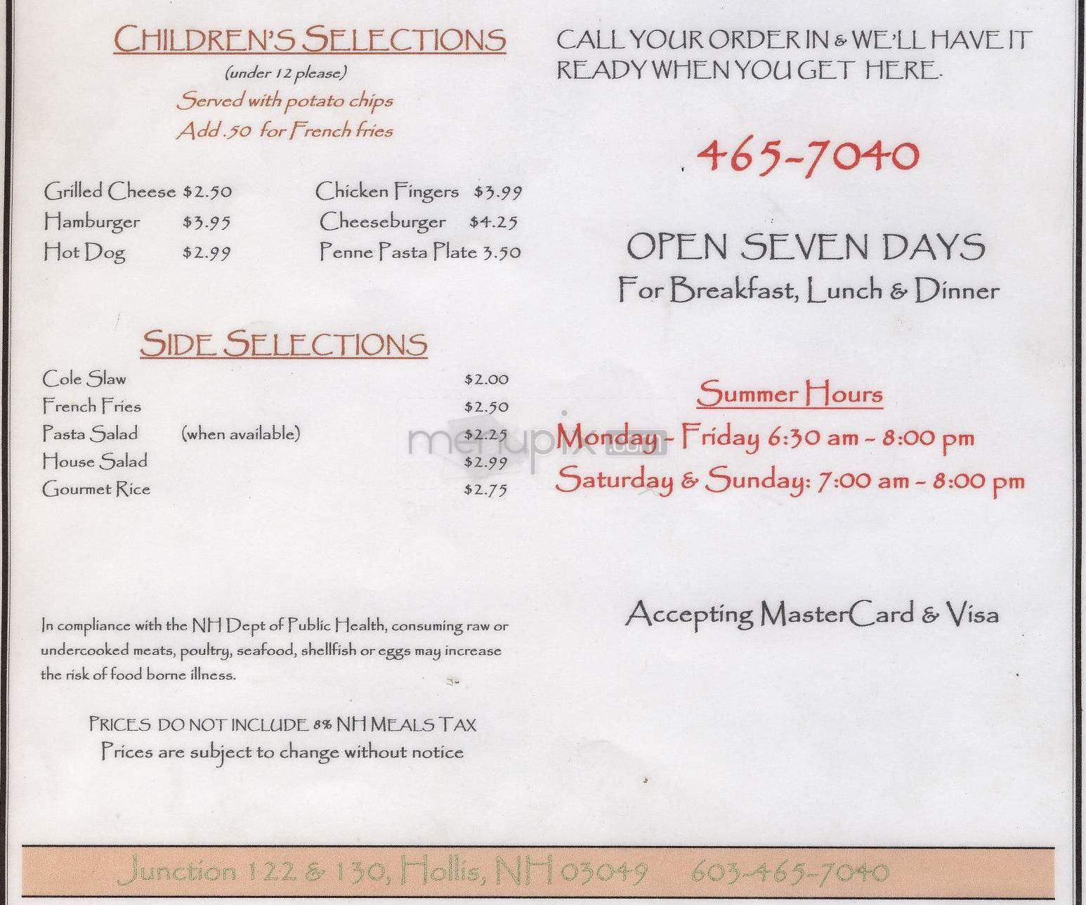 Hollis Country Kitchen - Hollis, NH menu_pic