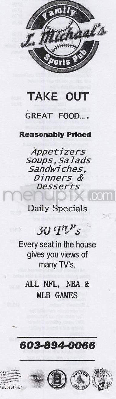 J Michael's Family Sports Pub - Windham, NH menu_pic