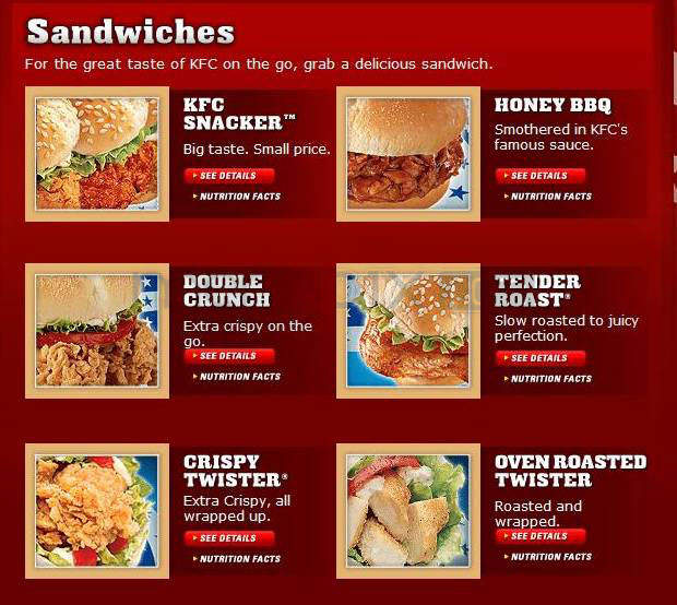 KFC - Nashua, NH menu_pic