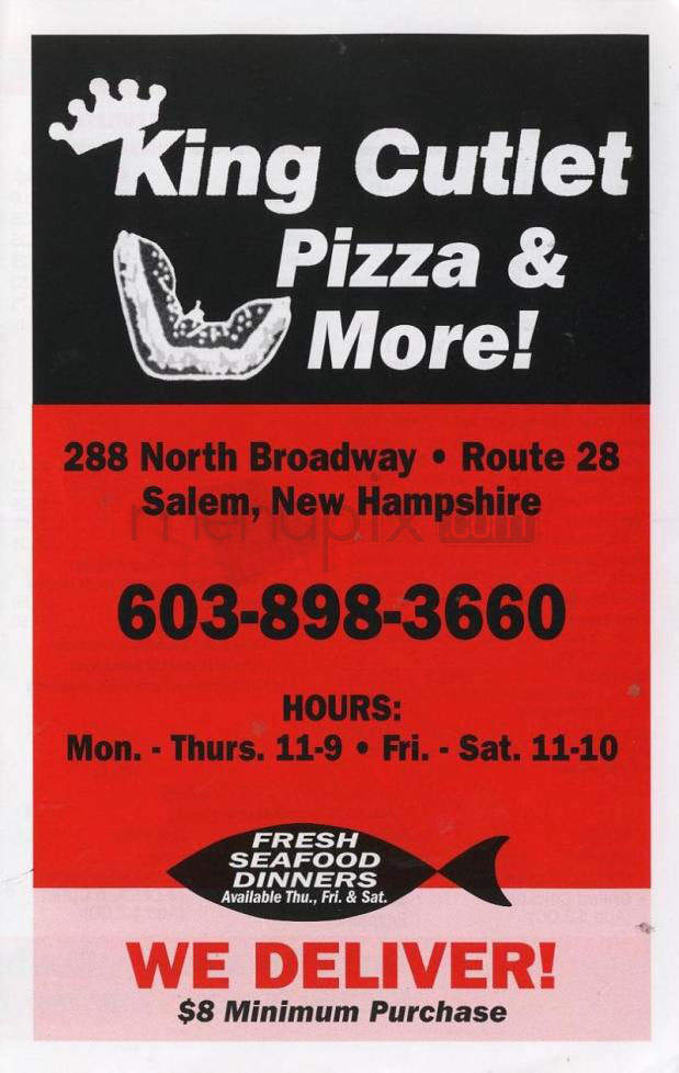 King Cutlet Pizza & More - Salem, NH menu_pic