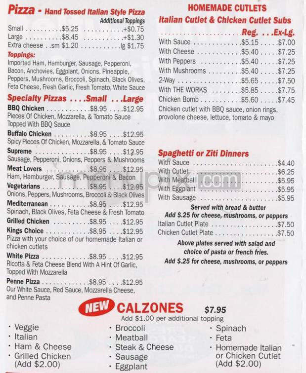 King Cutlet Pizza & More - Salem, NH menu_pic