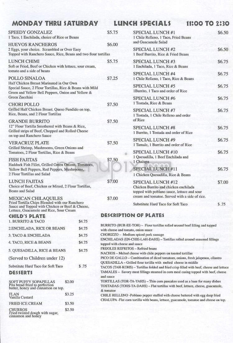 La Carreta - Nashua, NH menu_pic