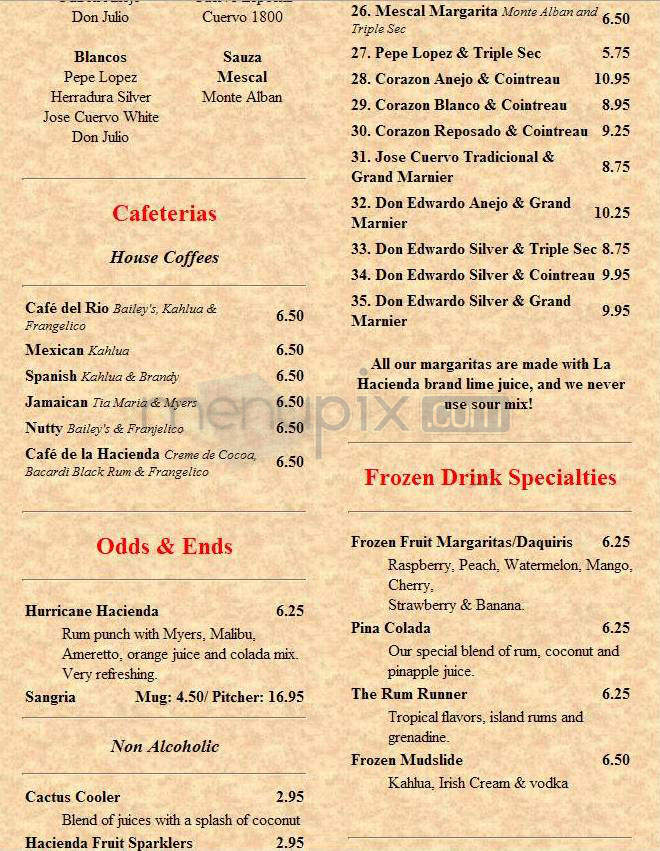 La Hacienda Del Rio - Nashua, NH menu_pic