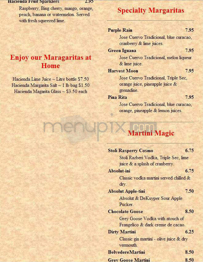 La Hacienda Del Rio - Nashua, NH menu_pic