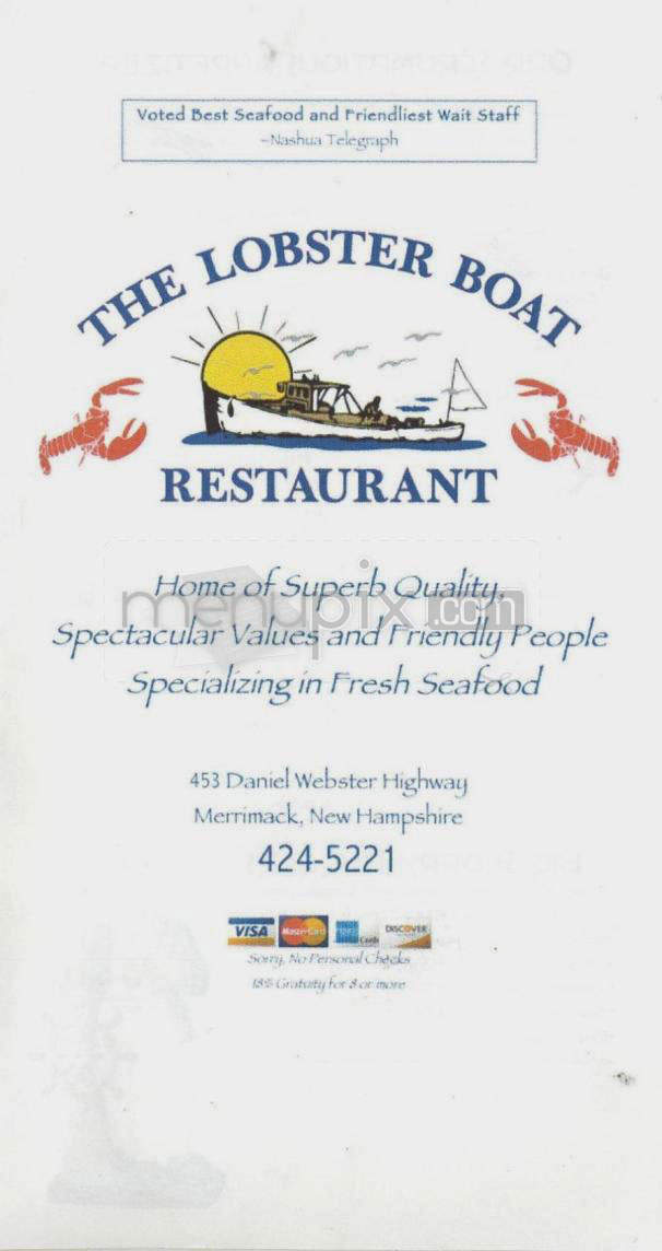 Lobster Boat Restaurant - Merrimack, NH menu_pic