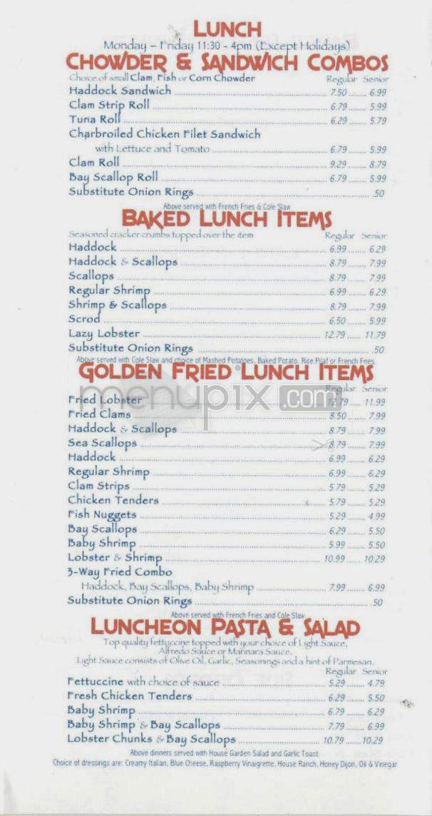 Lobster Boat Restaurant - Merrimack, NH menu_pic