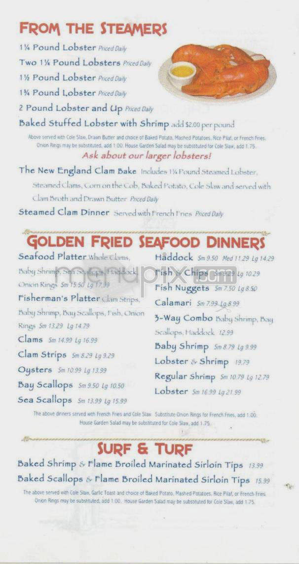 Lobster Boat Restaurant - Merrimack, NH menu_pic