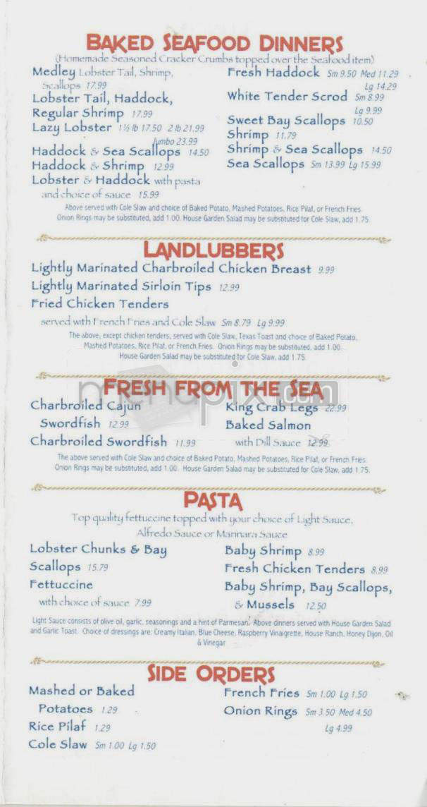 Lobster Boat Restaurant - Merrimack, NH menu_pic