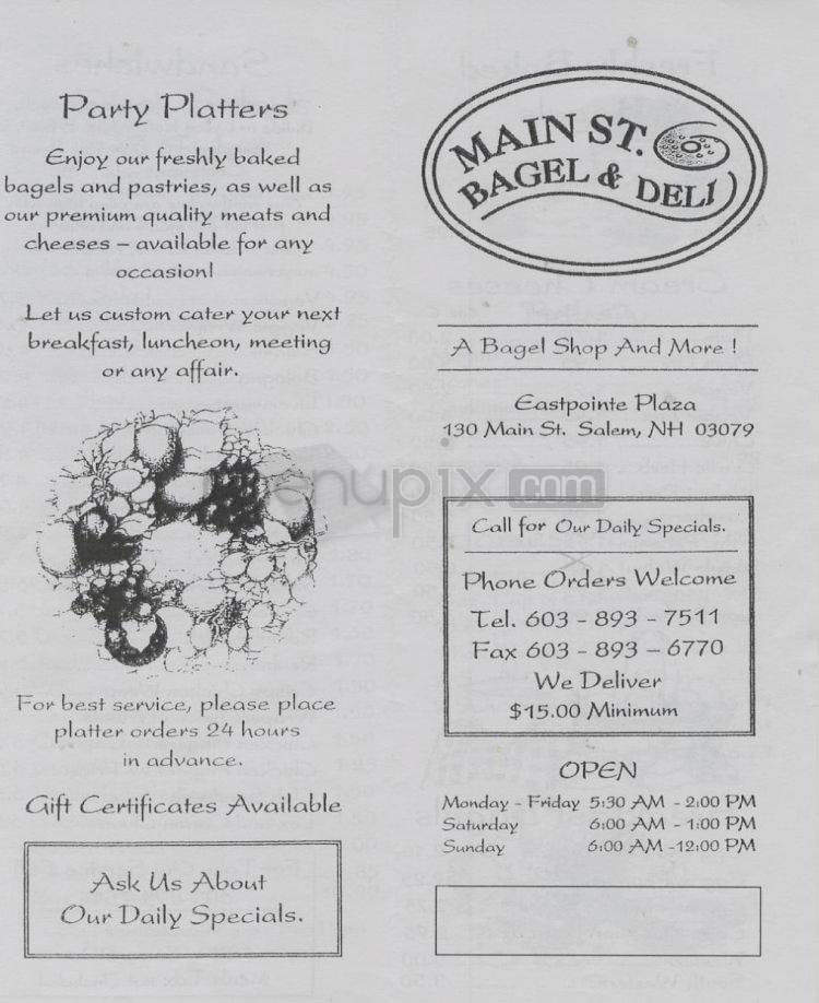 Main St. Bagel & Deli - Salem, NH menu_pic