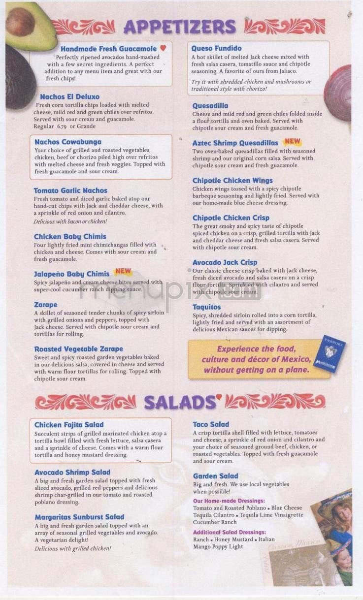 Margaritas Mexican Restaurant - Salem, NH menu_pic