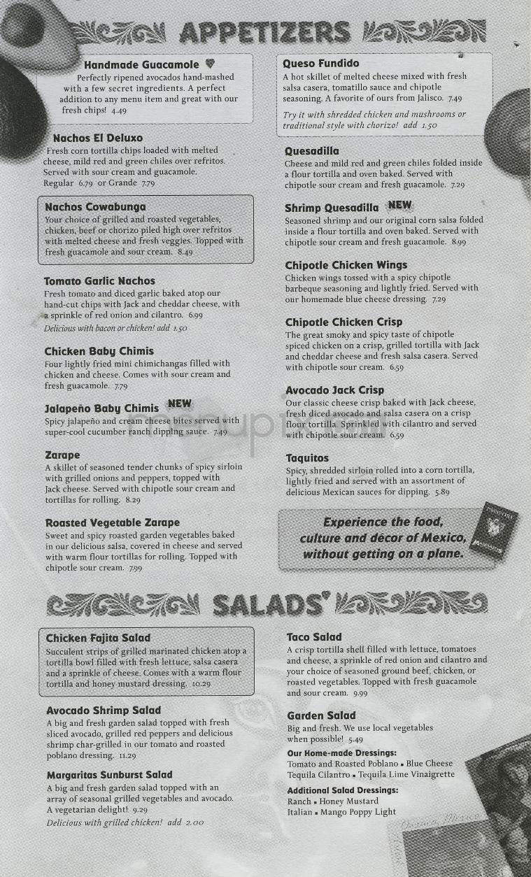 Margaritas Mexican Restaurant - Nashua, NH menu_pic