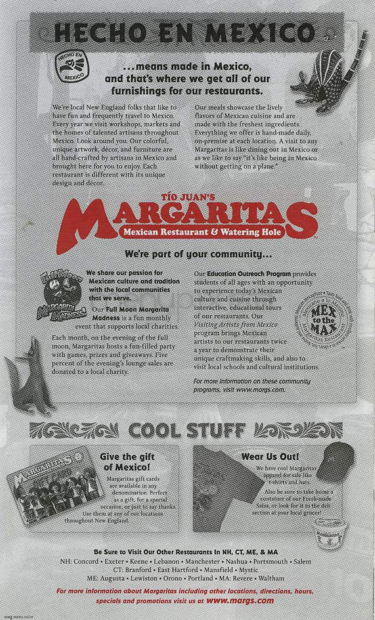 Margaritas Mexican Restaurant - Nashua, NH menu_pic