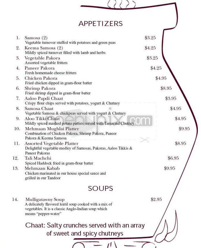 Mehmaan Restaurant - Nashua, NH menu_pic