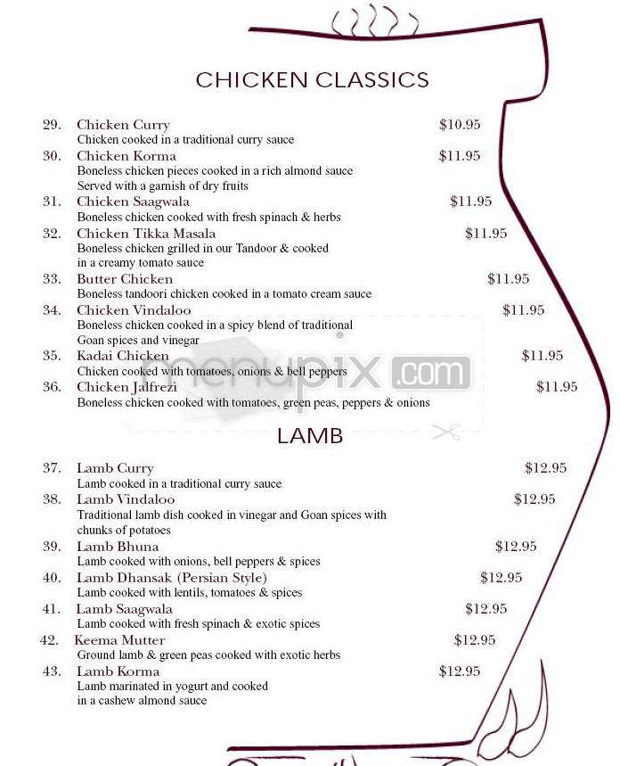 Mehmaan Restaurant - Nashua, NH menu_pic