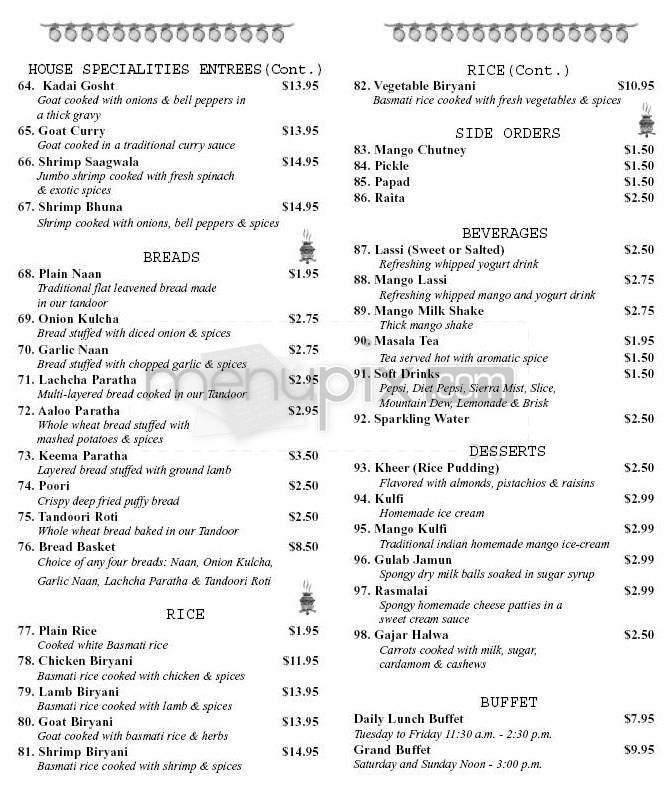 Mehmaan Restaurant - Nashua, NH menu_pic