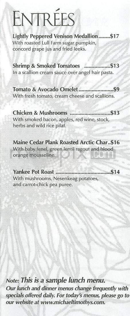 Michael Timothy's Wine & Jazz Bar - Nashua, NH menu_pic