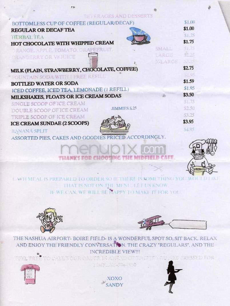 Midfield Cafe - Nashua, NH menu_pic