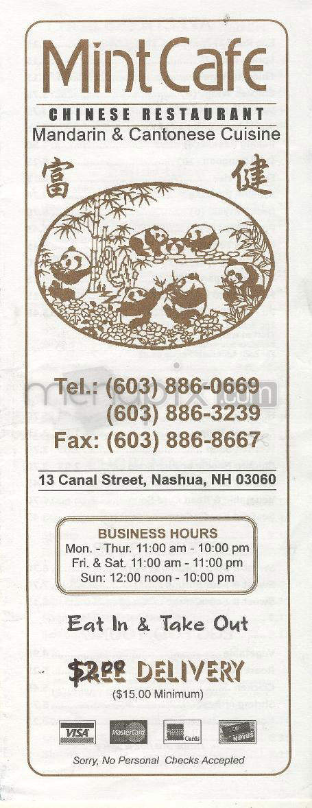 Mint Cafe - Nashua, NH menu_pic
