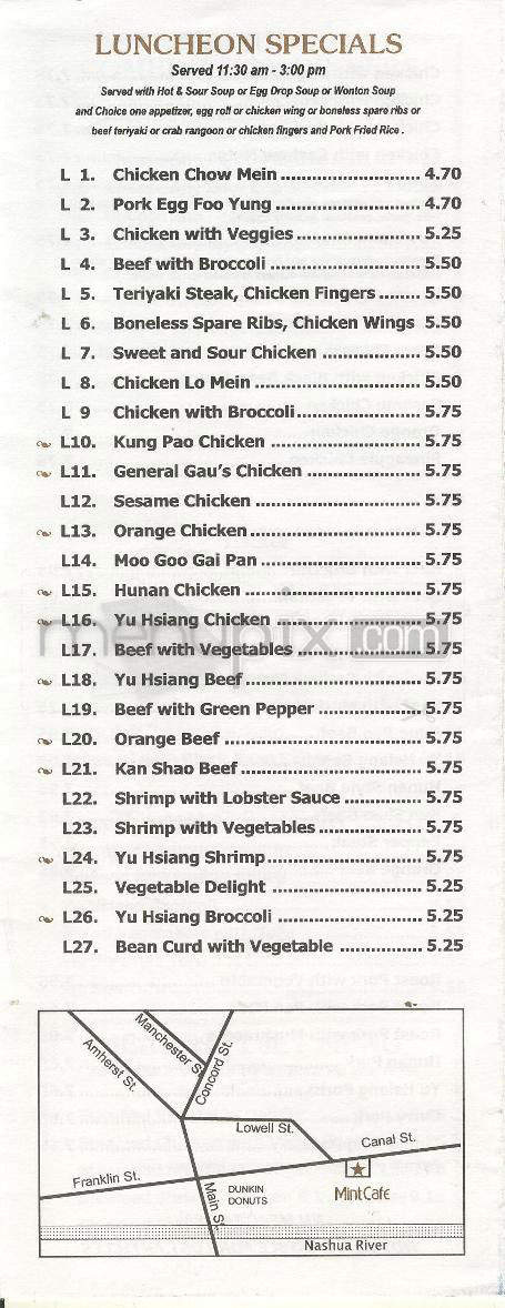 Mint Cafe - Nashua, NH menu_pic