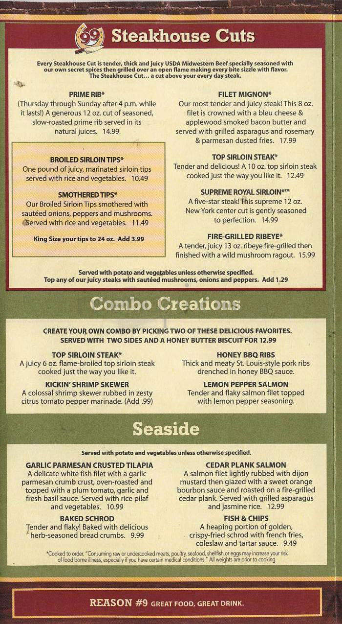 Ninety Nine Restaurant & Pub - Salem, NH menu_pic