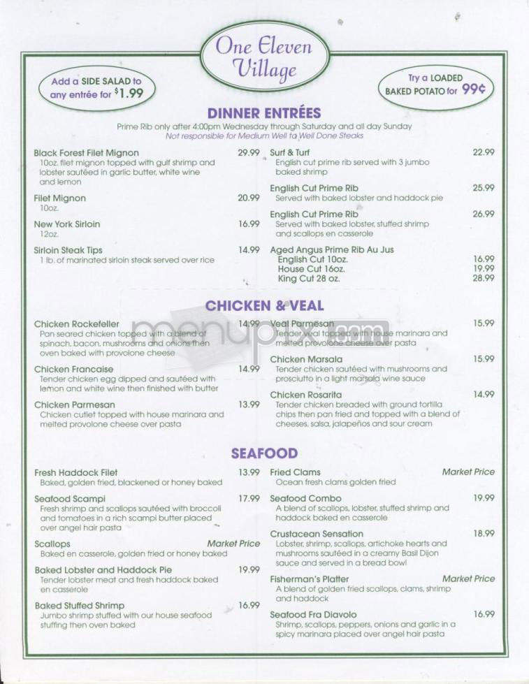 One Eleven Village Square - Hampstead, NH menu_pic