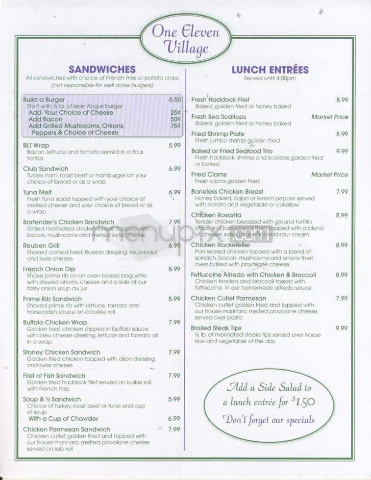 One Eleven Village Square - Hampstead, NH menu_pic