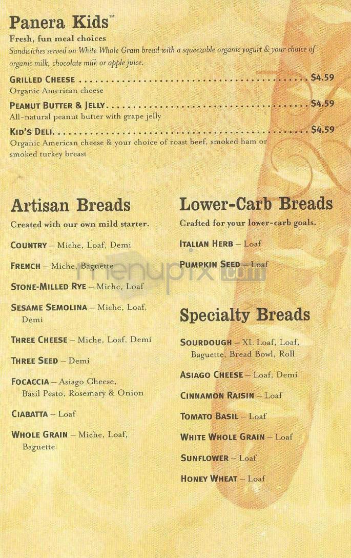 Panera Bread - Nashua, NH menu_pic