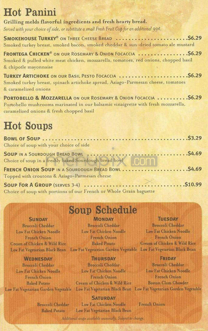 Panera Bread - Nashua, NH menu_pic