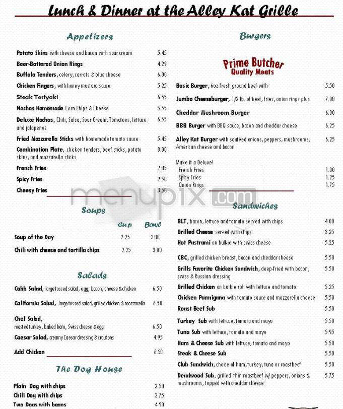 Alley Kat Grille - Windham, NH menu_pic