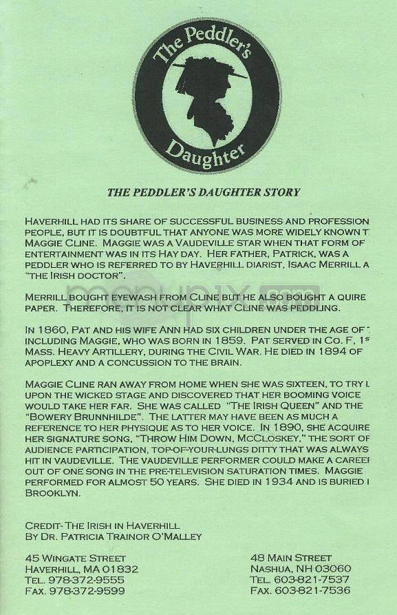 The Peddlar's Daughter - Nashua, NH menu_pic
