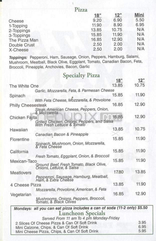 Pizza Man at Connie's - Hudson, NH menu_pic