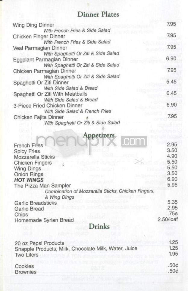 Pizza Man at Connie's - Hudson, NH menu_pic