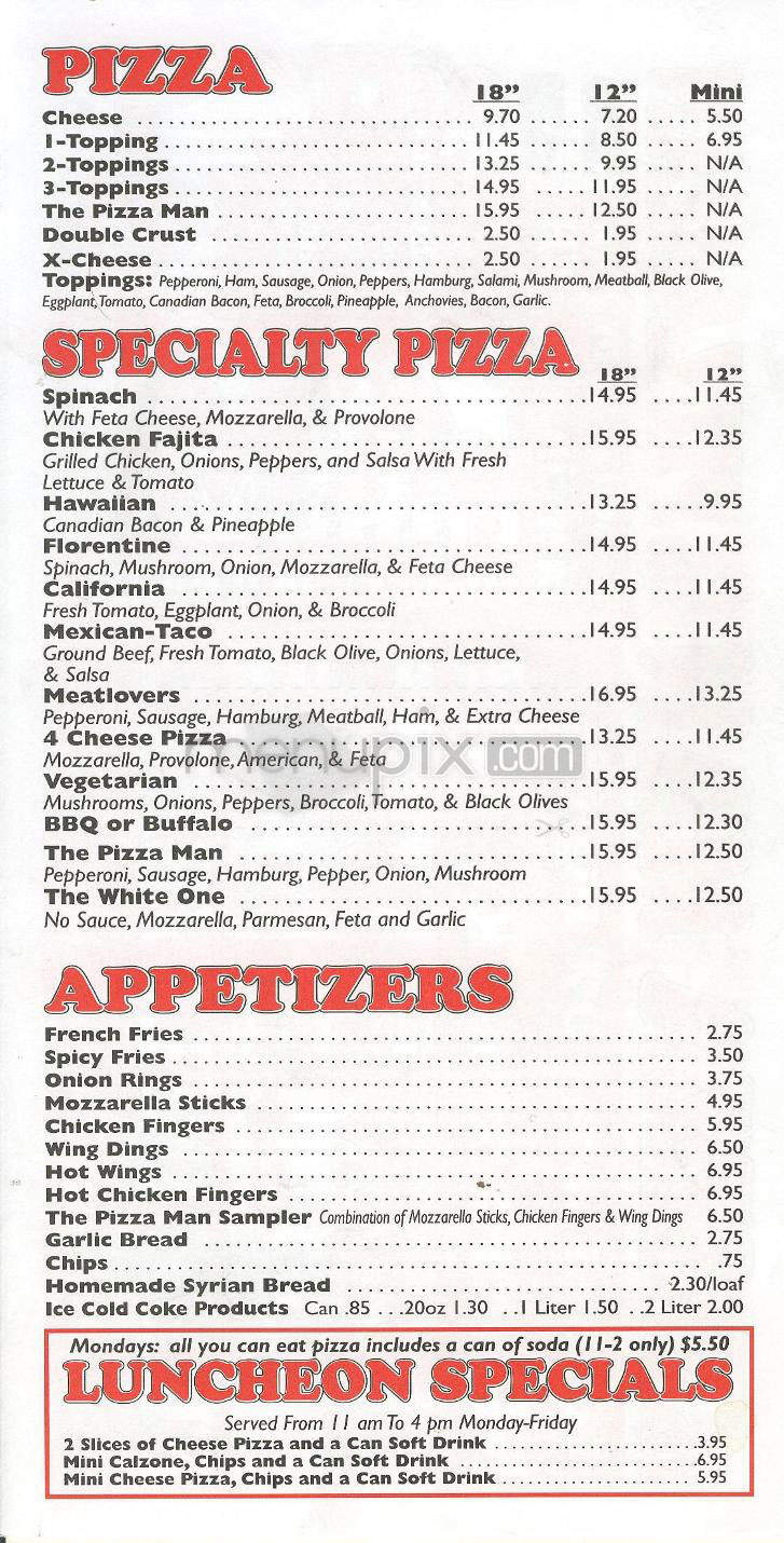 The Pizza Man - Merrimack, NH menu_pic