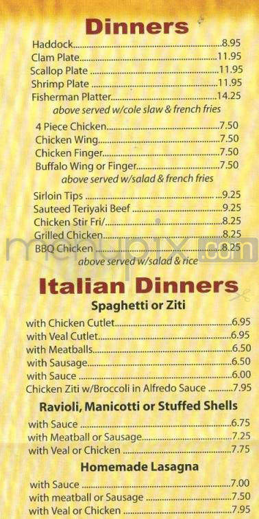 Professor's Pizza - Hudson, NH menu_pic